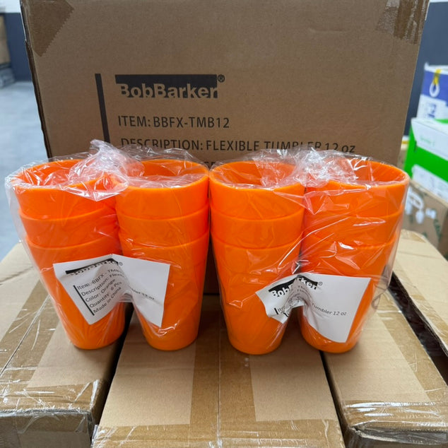 Partij 336x BobBarker BBFX-TMB12 flex thumbler 120z orange