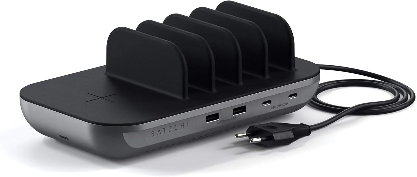 SATECHI Dock 5 oplaadstation voor meerdere apparaten met draadloos opladen  ST-WCS5PM-EU