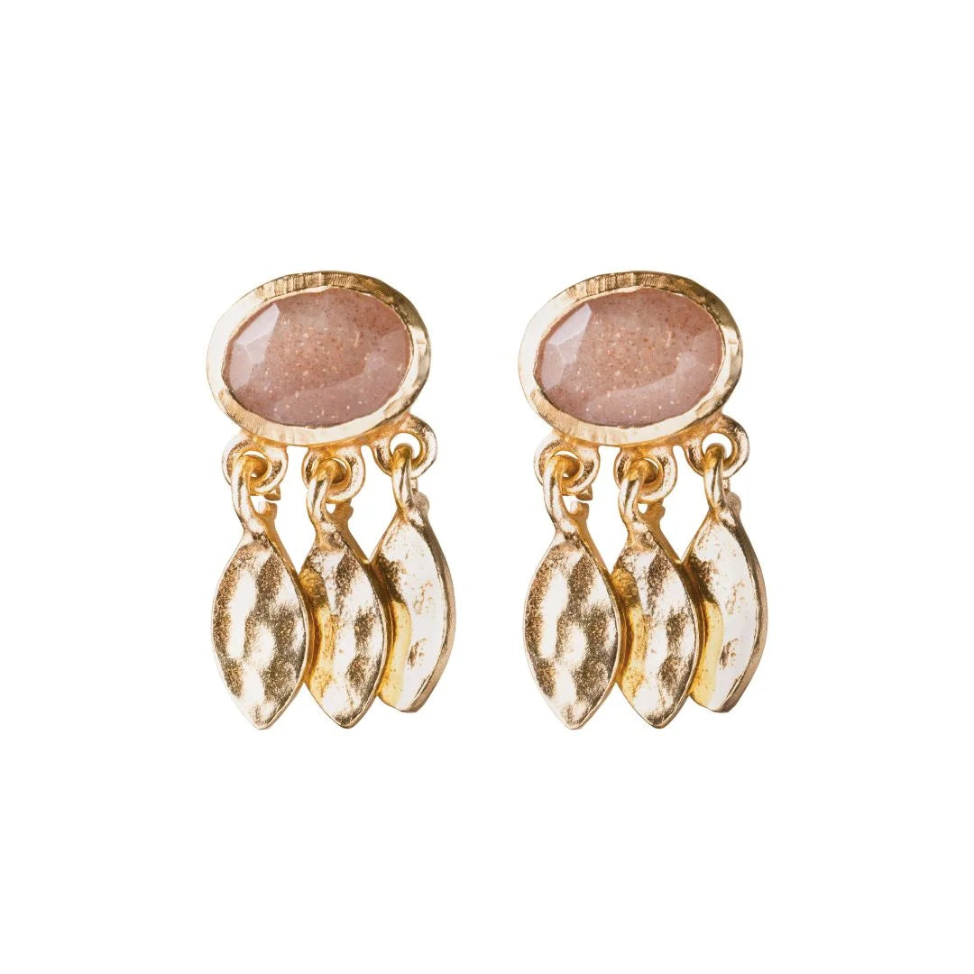 BEAUTIFUL STORY Náušnice Belief Peach Moonstone Gold