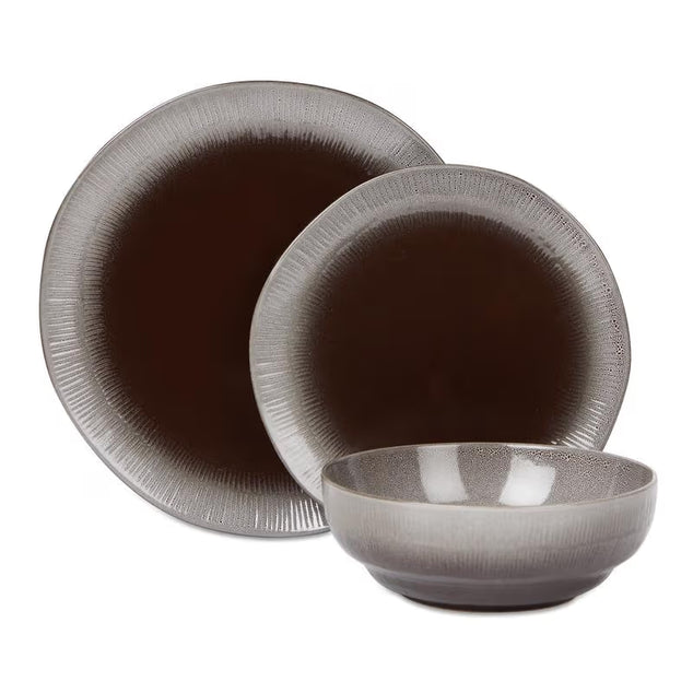 18-delig | 6-persoons Handgemaakt servies - Earth Black