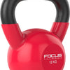 Focus Fitness - Kettlebell - 12 kg - Vinyl - Rood