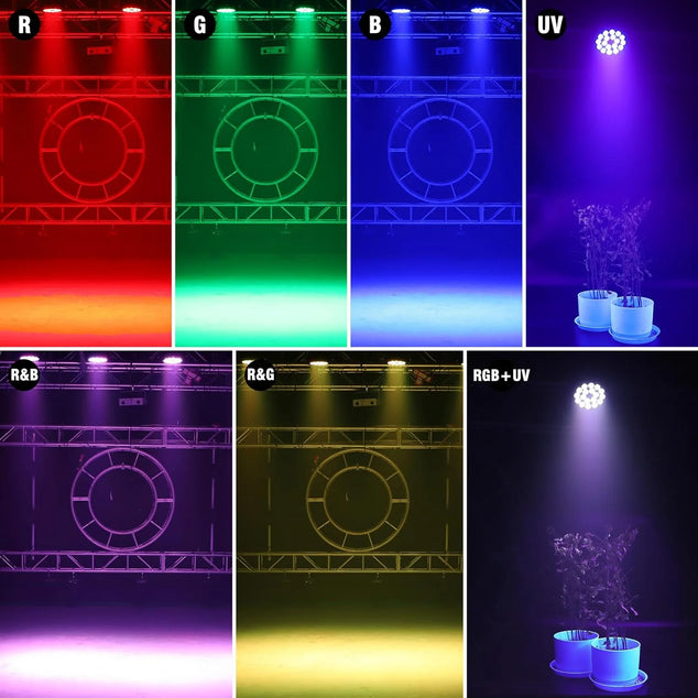 200 W LED Par Koplamp RGB UV zwart licht 18 LED podiumlicht partylicht DMX-4/8CH spot | EU STEKKER