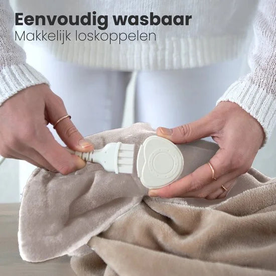 Elektrische Deken - 160 x 120 cm - 1 Persoons Warmtedeken - 3 Warmtestanden met Timer - Verwarmingsdeken - Taupe