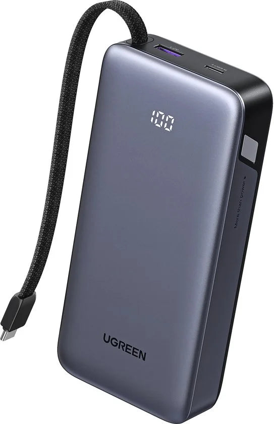 Power Bank, 20000mAh 45W Snel Opladen met Geïntegreerde USB-C Kabel & Bidirectionele 45W PD, Externe Mobiele Telefoon Batterij Compatibel met Galaxy S25+/Ultra, iPhone Series