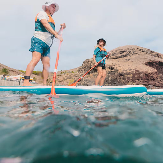 Ultra-compact and stable 10-foot (max. 130-kg) SUP white and blue