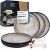 VIDA 6-delige Dessertborden Set - Beige Porselein Borden voor 6 Persoons 20cm