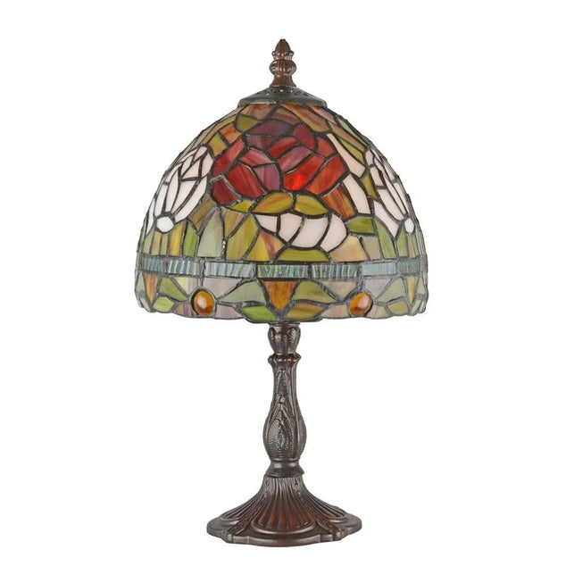 Tiffany stijl tafel lamp met kleurrijke glazen details