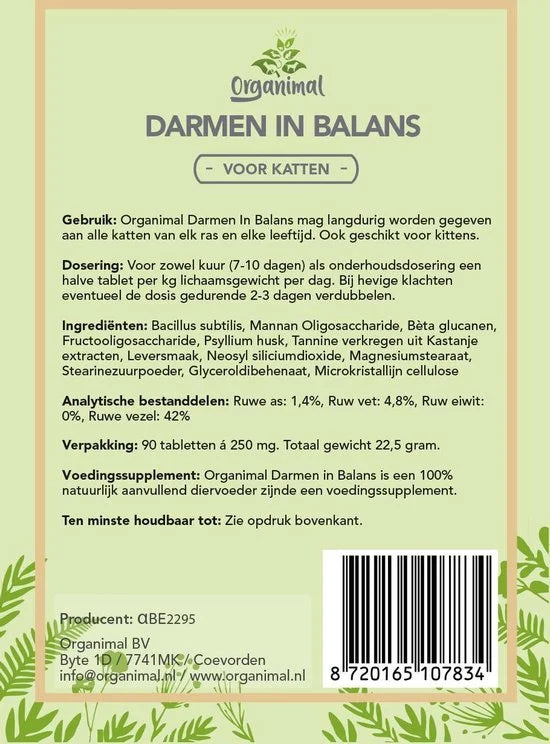 Darmen In Balans - Katten - 90 x 250mg