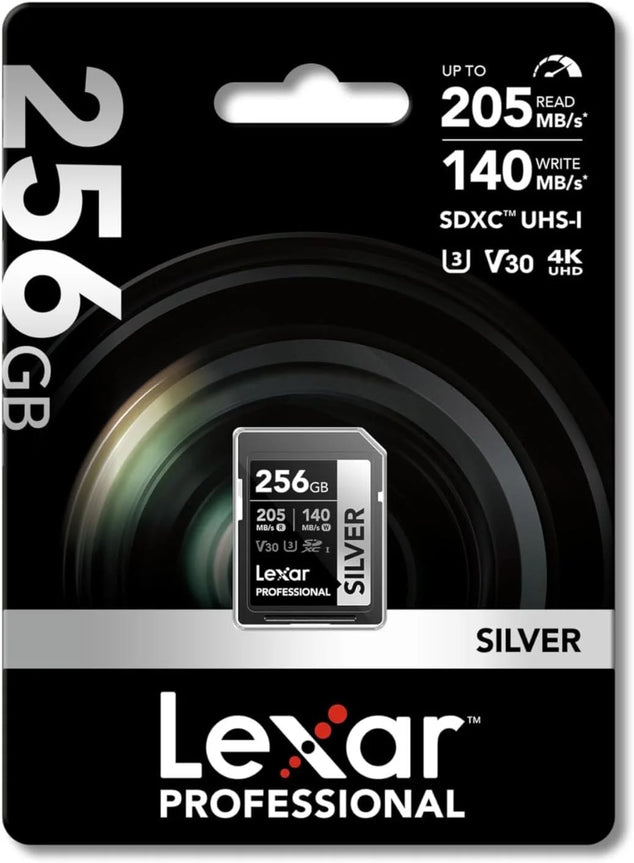 256GB SD Card SILVER, Up to 205MB/s Read, 140MB/s Write