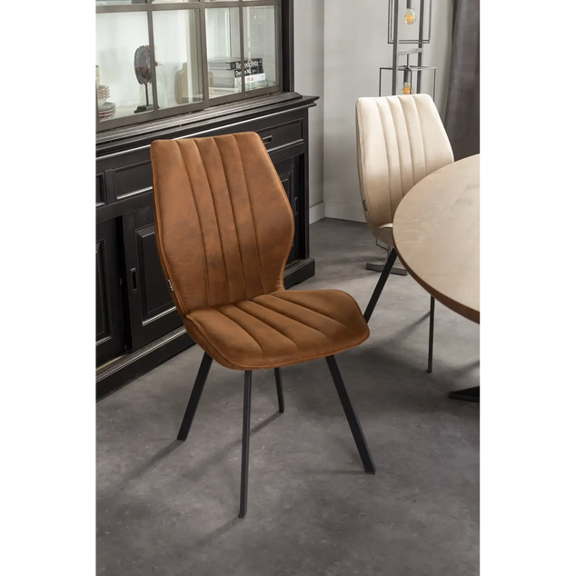 Eetkamerstoel Donna - Ecoleder Cognac - hoge rugleuning