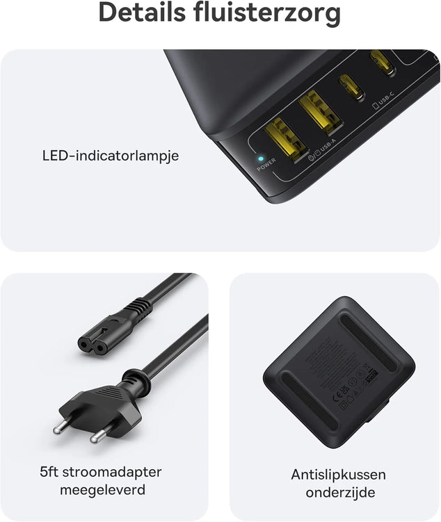 USB C oplader, 120 W USB C voeding, PD oplader met PPS, GaN snellader