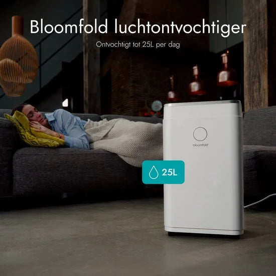 Luchtontvochtiger - 25L per Dag - Incl. Was-droog Functie - Geschikt voor Woonkamer, Slaapkamer, Kelder & Badkamer - Dehumidifier - Wit