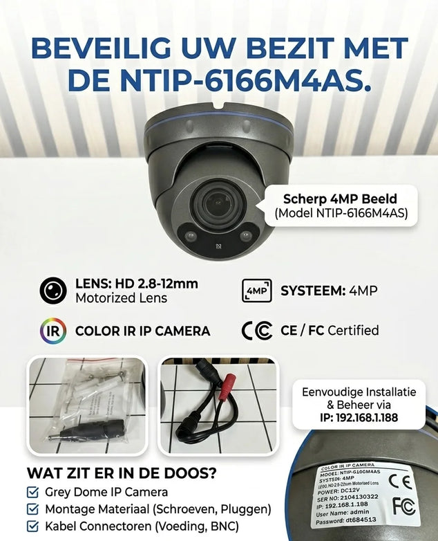 NTIP 4MP Color IR IP Camera (Model: NTIP-6166M4AS)