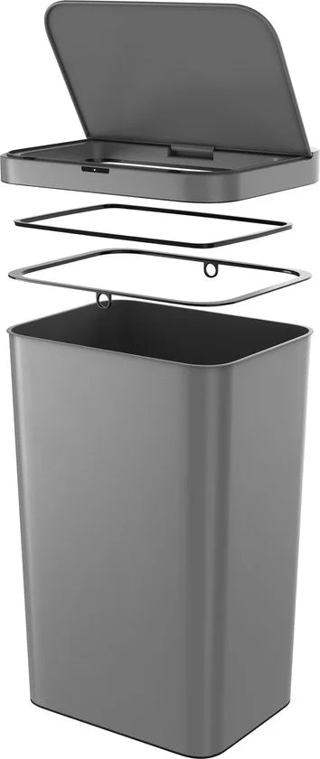 Mandal Sensor prullenbak - 50L - Grijs - Hygiënische automatische deksel - Soft close - Vingerafdrukvrij - Keuken afvalemmer - Kantoor Vuilbak - Grijs - Grijze Afvalbak