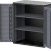 Cedargrain 2-Deur Verticale Opslagkast met 2 Schappen, Waterbestendige Buitenrek, Slotbare Kast, Gardeneenhoud in Grijs
