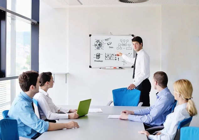 Whiteboard Drywipe Magnetic With Pen Tray And Aluminium Trim, 90 Cm