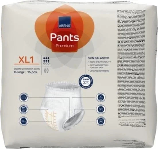 Pants Premium XL1 - 16x Absorberend Broekje, te Dragen als Gewoon Ondergoed - Voor het Verlies van Flinke Scheuten Urine en (Dunne) Ontlasting - Heupomvang 130-170 cm - Absorptie 1400 ml