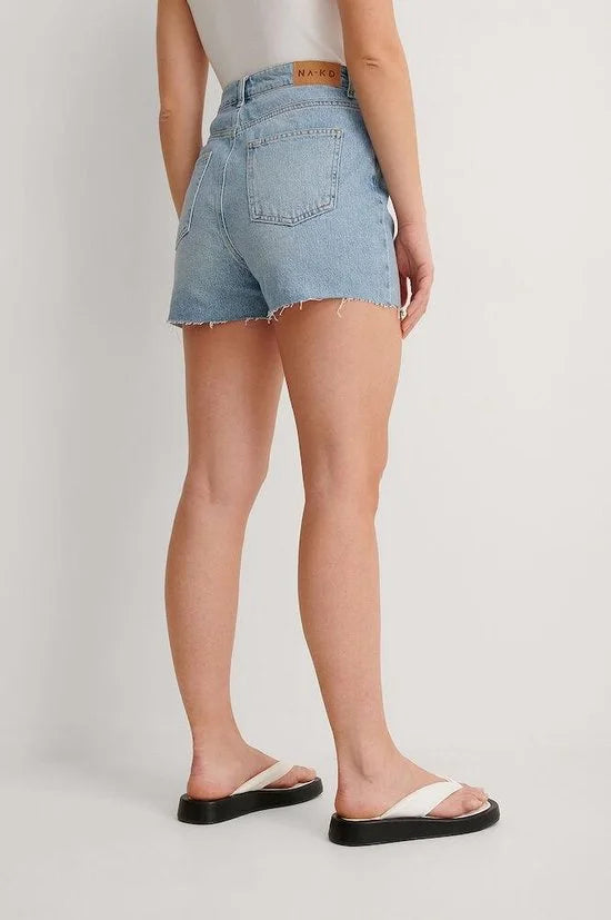 NA-KD Raw Hem Denim Vrouwen Jeans - Light Blue - Maat EU 34