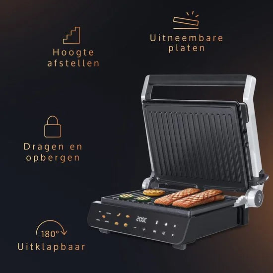 JAP Integrill - Smart contactgrill - Vaatwasserbestendig - 180º Kantelbaar - Met uitneembare platen - Tosti apparaat