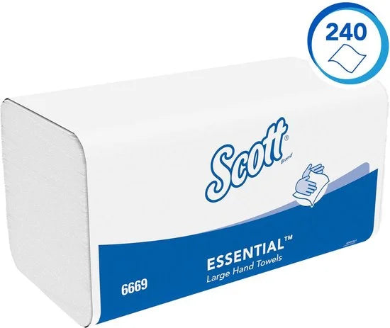 Handdoek scott 6669 ess. i-vouw 1-lgs 20x32cm wit | Doos a 15 pak