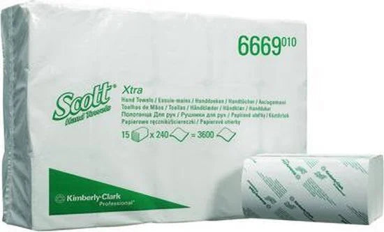 Handdoek scott 6669 ess. i-vouw 1-lgs 20x32cm wit | Doos a 15 pak