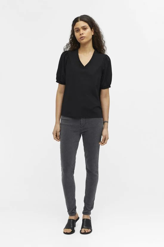 Object Objcaroline S/s Top Tops & T-shirts Dames - Shirt - Zwart - Maat M