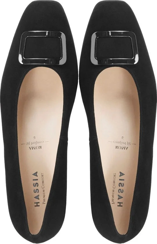 Hassia Dames Pumps / Damesschoenen - Suède - Geen hoogte 2 cm cm - 302627 - Zwart - Maat 41/41+