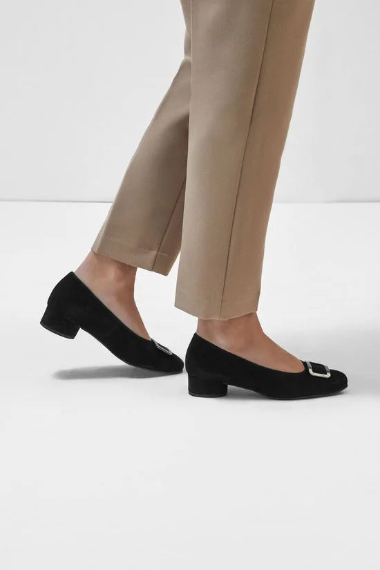 Hassia Dames Pumps / Damesschoenen - Suède - Geen hoogte 2 cm cm - 302627 - Zwart - Maat 41/41+