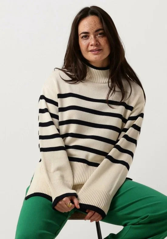 Minus Leonie Turtleneck Knit Pullover Truien & vesten Dames - Sweater - Hoodie - Vest- Ecru - Maat M