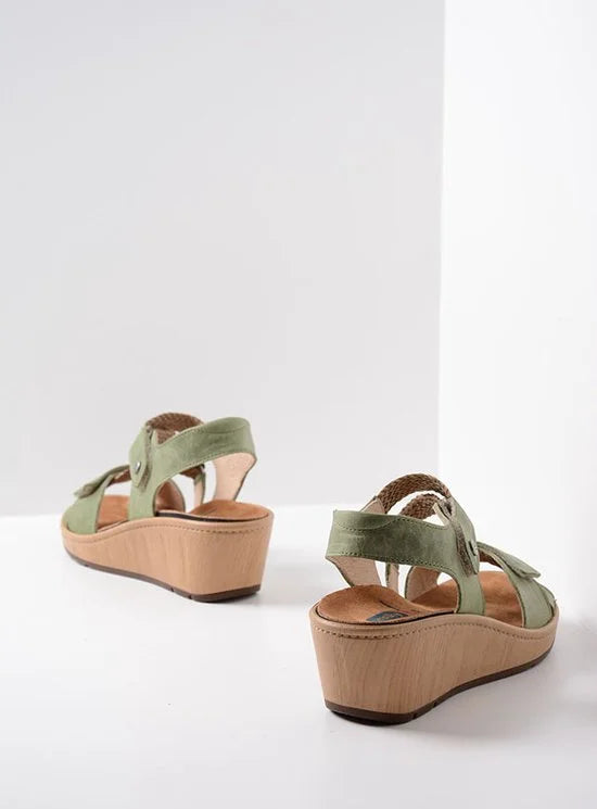 Wolky Sandalen La Jolla olijfgroen leer