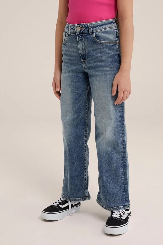 WE Fashion Meisjes wide leg jeans met stretch
