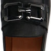 Manfield - Dames - Zwarte leren loafers met vierkanten chain - Maat 37