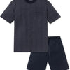 Schiesser heren shortama - blauw gestipt -  Maat: 5XL