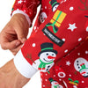 Suitmeister Christmas Red Icons met lichtjes- Verkleedpak - Heren Kerstpak - Kerst Outfit - Rood - Maat L