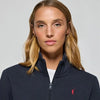 Marineblauwe sweater met halve rits en Rigby Go-logo