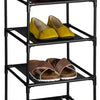 schoenenrek - 6 etages - 106 x 33 x 33 cm - smal - steeksysteem - zwart-grijs