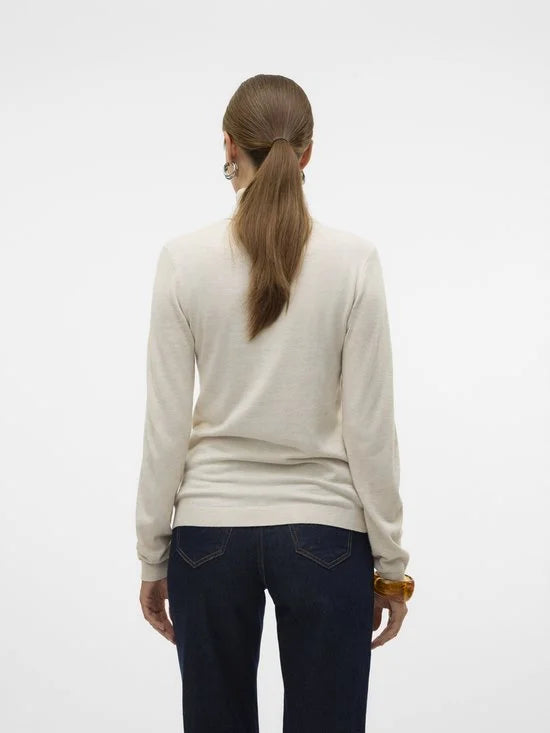 Vero Moda Trui Vmiris Ls Rollneck Pullover Ga Noos 10320450 Birch/w Melange Dames Maat - S