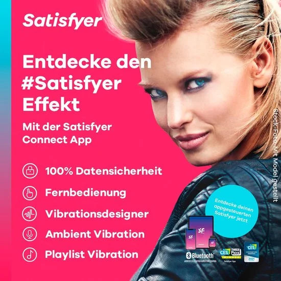 Satisfyer, draagbare Bluetooth vibrator, Top Secret+, 11 cm, met app, 2 motoren, draagbare vibrator