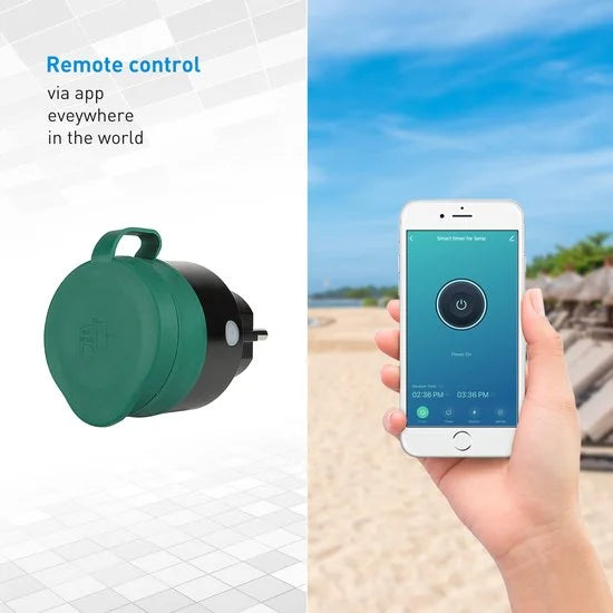 HAS880V2 2x Slimme stekker WiFi plug met digitale timer 16A- Tijdschakelaar - Energie besparing - Werkt met Google Home en Alexa - Voor buiten