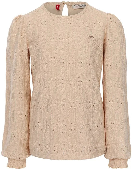 LOOXS Little 2432-7104-038 Meisjes Blouse - Maat 134 - ecru van 98% Polyester 2% Spandex