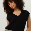 CC Heart Basic V-neck Tshirt Tops & T-shirts Dames - Shirt - Zwart - Maat M