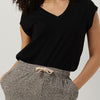 CC Heart Basic V-neck Tshirt Tops & T-shirts Dames - Shirt - Zwart - Maat M