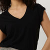 CC Heart Basic V-neck Tshirt Tops & T-shirts Dames - Shirt - Zwart - Maat M