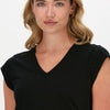CC Heart Basic V-neck Tshirt Tops & T-shirts Dames - Shirt - Zwart - Maat M