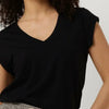 CC Heart Basic V-neck Tshirt Tops & T-shirts Dames - Shirt - Zwart - Maat L