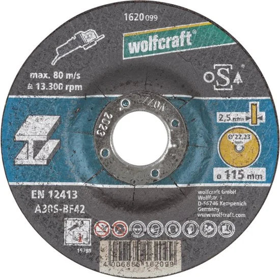 Wolfcraft - Doorslijpschijf - Metaal - Haaks gebogen - 230mm - 3,2mm