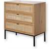 CALICOSY - Dressoir met 3 lades gevel rotan 80x39x79cm
