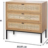 CALICOSY - Dressoir met 3 lades gevel rotan 80x39x79cm