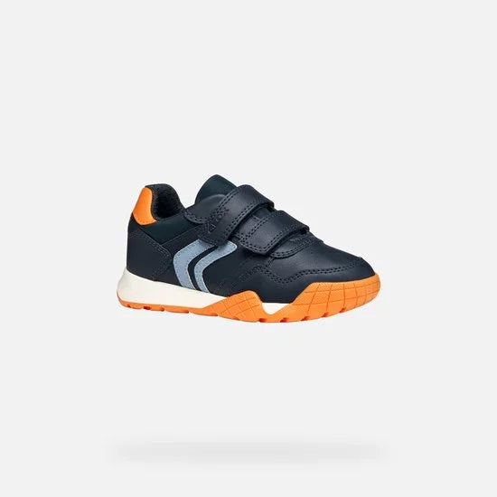GEOX RANN-E JONGENS Sneakers - MARINEBLAUW/ORANJE - Maat 34
