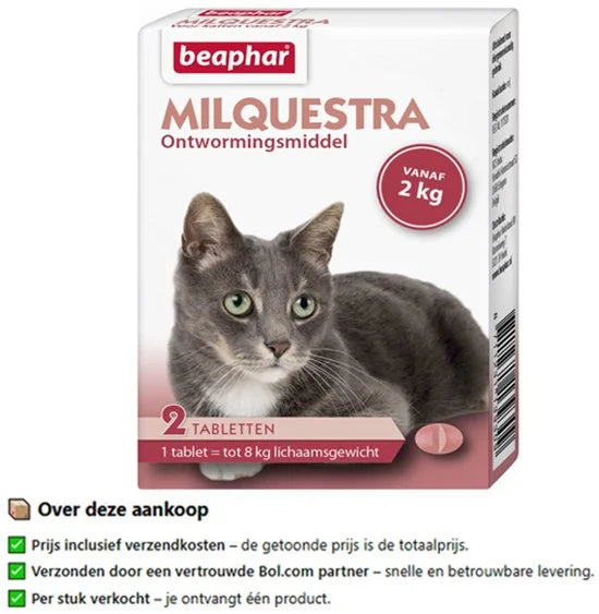 Beaphar Milquestra - Kat 2 Tot 12 kg - 2 tabletten